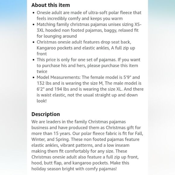 XMASCOMING Unisex Hooded Fleece Christmas Onesies One-Piece Pajamas NWT - Picture 4 of 7